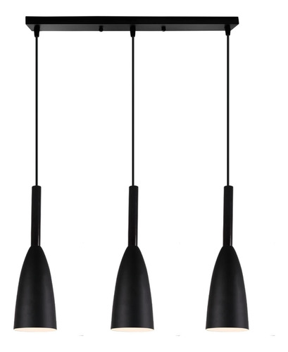 Lámpara Colgante Tres Candelabros Y Barra Modelo Nórdico