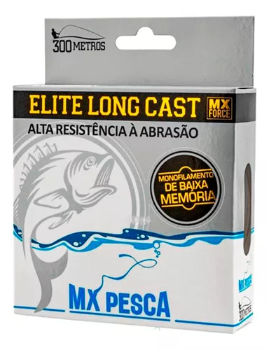 Linha de pesca Mx Pesca Linha Mx Elite Long Cast 300M Transparente 0,40  19,35Kg cinza