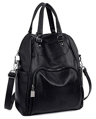 Bolso De Dama Uto Mujeres Mochila Monedero Pu Cuero Lavado C