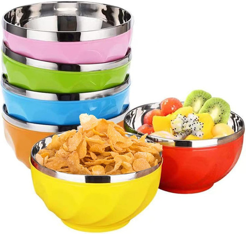 Set X6 Compotera Bowl Metalico Varios Colores Pequeño