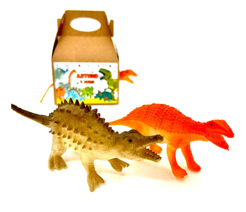 Kit Lembrancinha Dinossauro Plástico Sacolinha Kraft 10 Kits