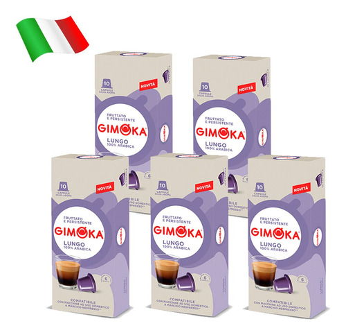 Cafe Gimoka Capsulas Compatible Nespresso Lungo Pack 5x10