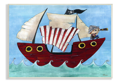 Barco Pirata En El Mar: Lienzo Decorativo 16x20 