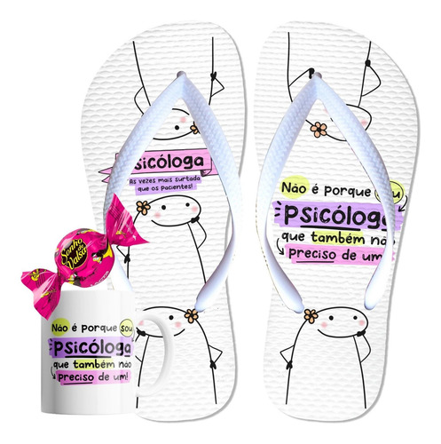 Imagem 1 de 7 de Caneca Flork Profissão Psicologia Profissão Chinelo Bombom