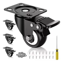 Comprar Ruedas Giratorias Con Freno 2 Pulgadas Set 4 Muebles Negra Para Muebles, Carros Y Cajones Capacidad 200 Kg Totales Proway