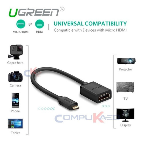 Adaptador Micro Hdmi Macho A Hdmi Hembra Ugreen Ultra Hd 4k