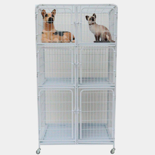 Gaiola Canil Cães E Gatos 6 Lugares - Branco