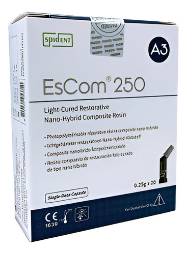 Resina Compuesta Escom 250 A2 Nanohíbrida Fotocurado Cápsula