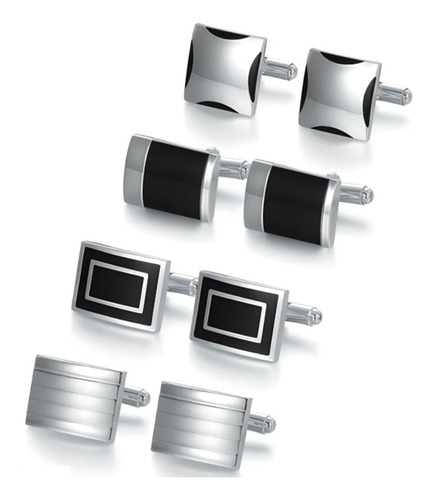 Set Colleras Para Hombres Gemelos, Camisa, Terno, Plateados