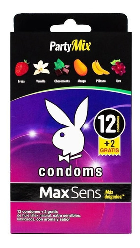 12 Condones Playboy Extra Sensibles Con Aroma Y Sabor