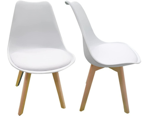 Silla Tipo Eames Acojinada Set De 2 Piezas Minimalista Cantidad De Sillas Por Set 2 Color Del Asiento Blanco