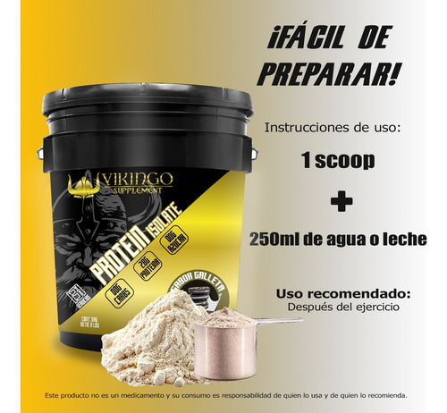 Proteína Whey Hidrolizada Isolate Vikingo 5kg Varios Sabores Galleta