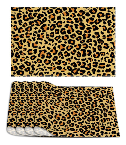 Mantel Individual Lino Estampado Leopardo Guepardo Animal 12