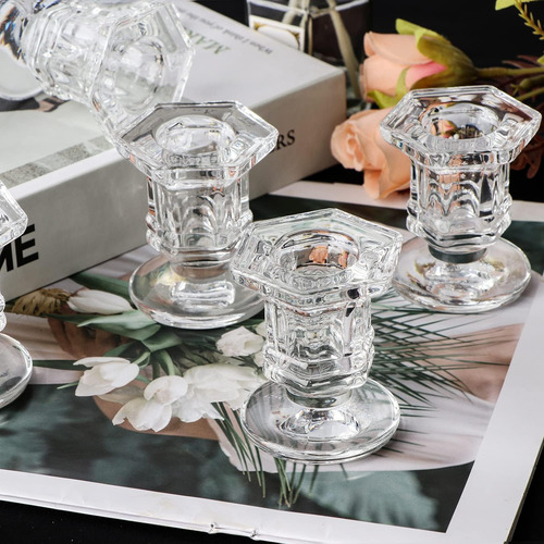 Lanttu Candlestick Titulares Em Massa, 12 Pcs Vidleds Glass