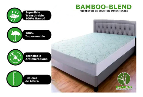 Cubrecolchón Tamaño King Size De Fibras De Bambo Impermeable