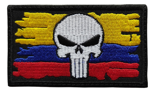 Parche Bordado Bandera Colombia Con Punisher Castigador