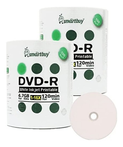 200 Dvd-r Printable Smartbuy 4.7gb 120 Minutos Pack 50 Pç