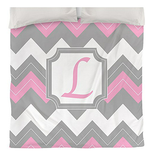 Duvet Cover, Queen/full, Letra L, Chevron Rosa