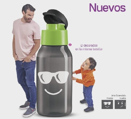 Eco Active Mini Caritas Feliz Tupperware 350 Ml Negro