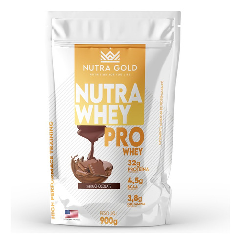 Whey Nutra Gold Pro Whey 3w 32g Proteínas Baixo Carbo 900g Sabor Chocolate