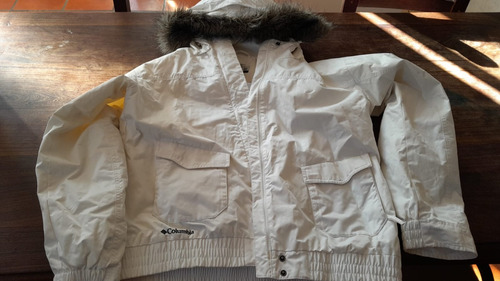 Campera Columbia Blanca Para Nieve Dama Talle L Con Capucha