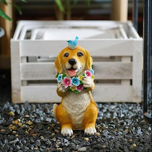 Estatua De Jardín Para Perros, Estatuilla De Luz Solar Para