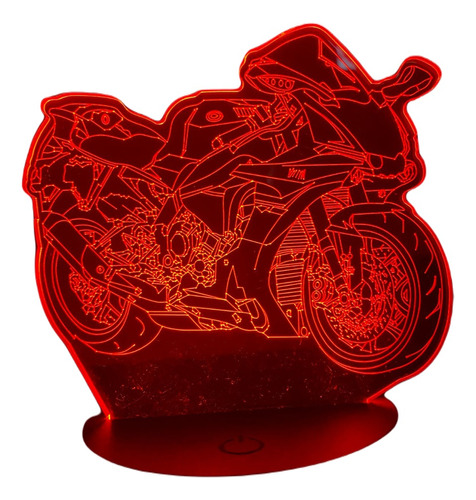 Lámpara 3d Motocicleta Moto Touch Rgb Con Control 16 Colores