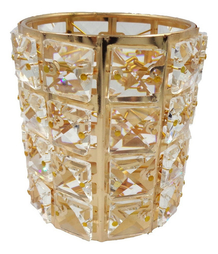 Cepillo de almacenamiento de manicura redondo de color dorado, maceta nórdica de cristal