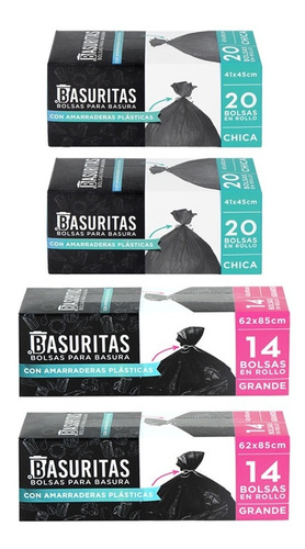 Imagen 1 de 7 de Pack 40 Bolsas De Basura Chicas Y 28 Grandes Basuritas, 2x2