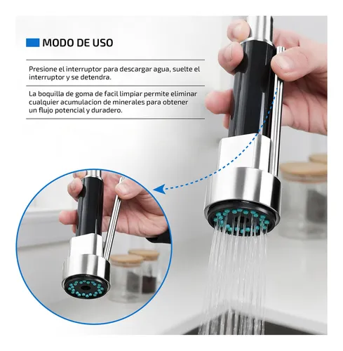 Grifería Cocina Canilla Monocomando Extensible Premiun Chef