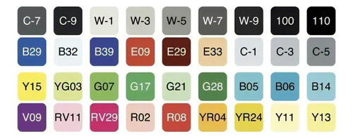 Caneta Copic Marcador Classic 36 Cores Set Ponta Dupla Cor Classic Cores