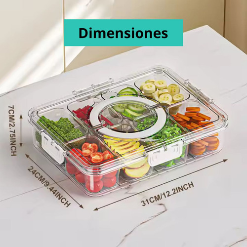 Contenedor Recipiente Hermético, 8 Compartimientos Plásticos