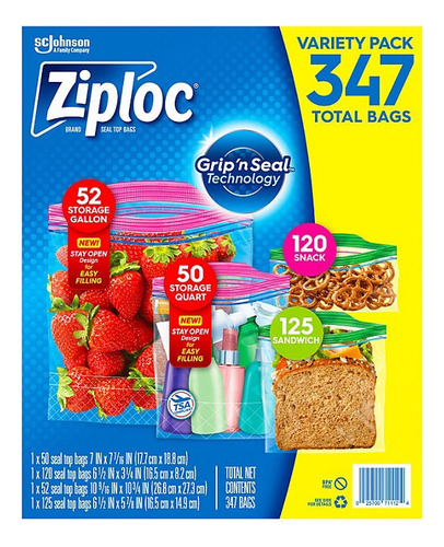 Bolsas Ziploc Paquete Con 347 Bolsas Diferentes Tamaños
