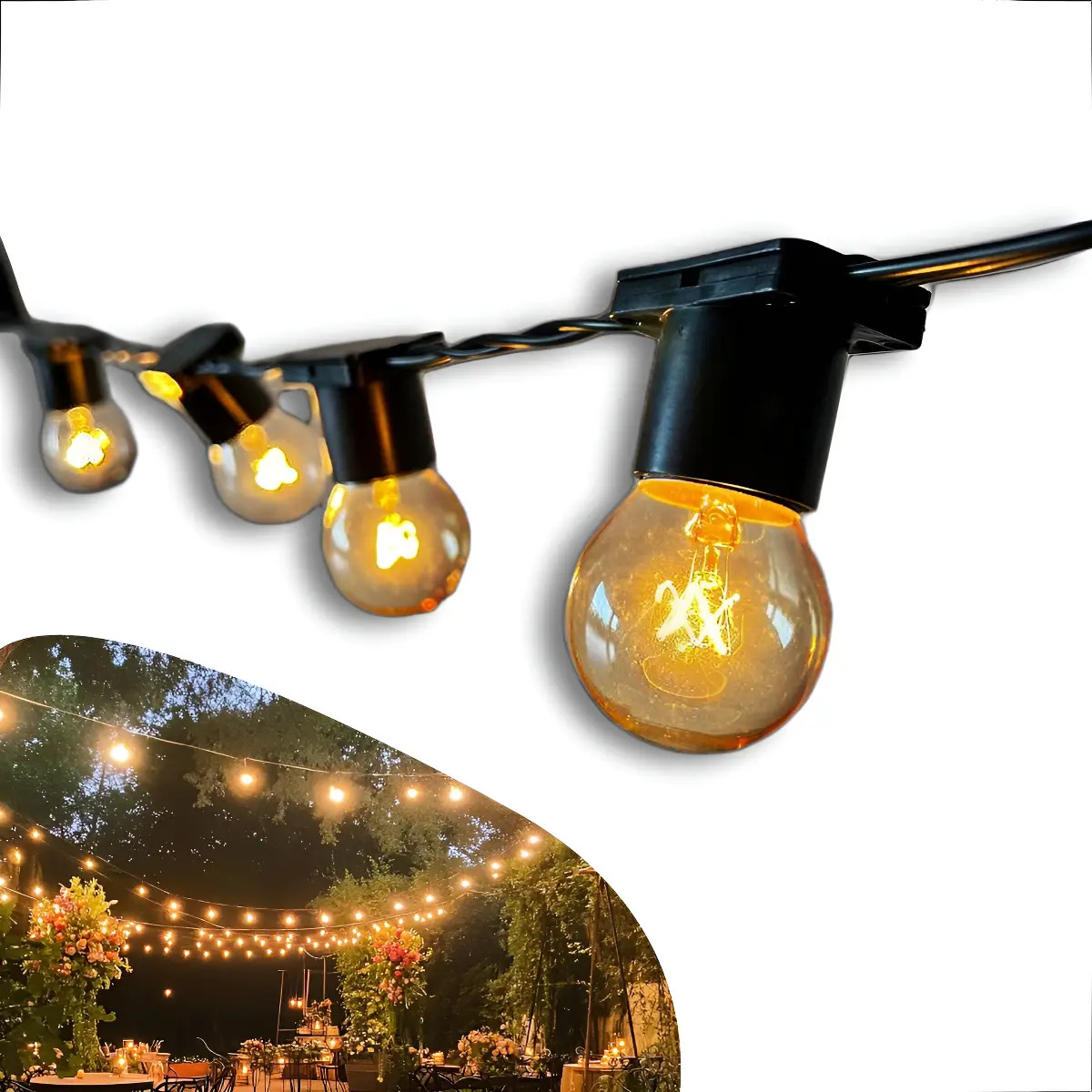 Varal De Luzes Festao 40m Com 40 Lâmpadas Inclusas Voltagem 127v Iluminação Lâmpada Cordão Varal...