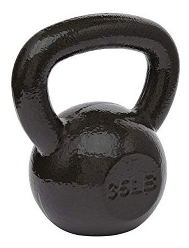 Basics De Hierro Fundido Kettlebell - 35 Libras, Negro.