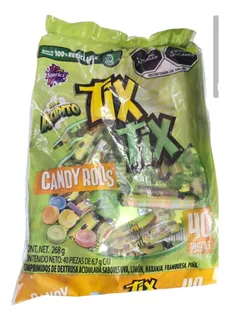 Caramelo Sonrics Candy Rolls Tix Tix Sabor Acidito 40 Pzas