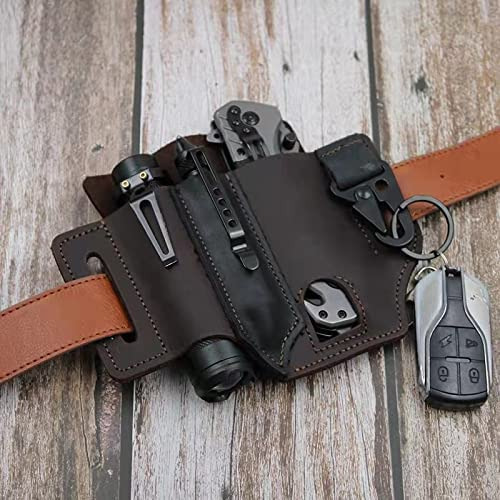 Funda Para Cinturón De Piel Edc Multitool Con Bolígrafo Y La