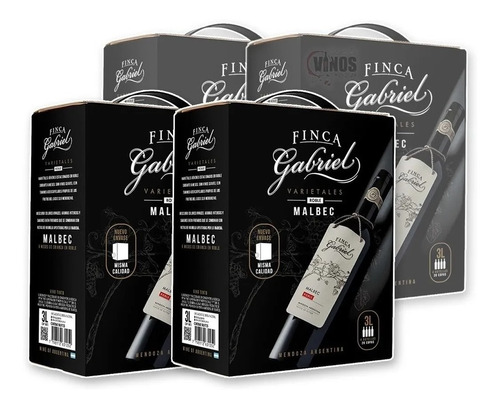 Vino Finca Gabriel Malbec Roble Bag In Box 3 Litros Caja X4