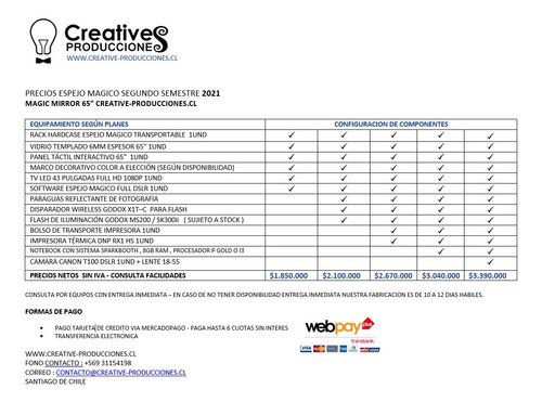 Imagen 10 de 10 de Venta De Espejo Mágico - Somos Fabricantes N°1 En Chile.