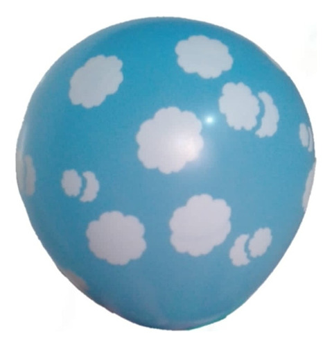 25 Globos De Látex # 12 Cielo Azul Nubes Blancas 30 Cm