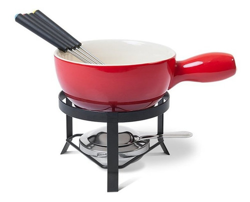 Imagem 1 de 2 de Conjunto P/ Fondue 8pcs Brinox Vermelho 1256/101
