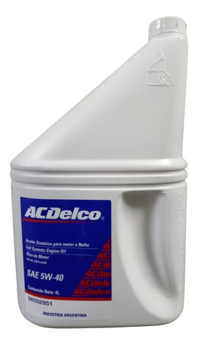 Aceite Sintetico Acdelco 5w40 Chevrolet 3c