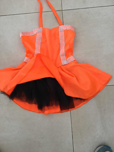 Disfraz Bruja Naranja C/tul Negro Halloween/carnaval/fiesta