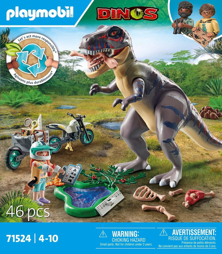 Playmobil Trex Dinosaurio + Figura Exp. Moto 46pcs 71524 T-rex Dinosaurio