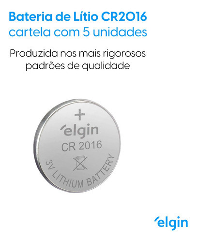 100 Baterias Pilha CR2016 3V Elgin Moeda 20 Cartelas