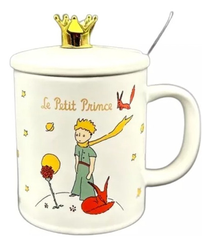 Tazon Mug El Principito Con Tapa De Corona + Cuchara