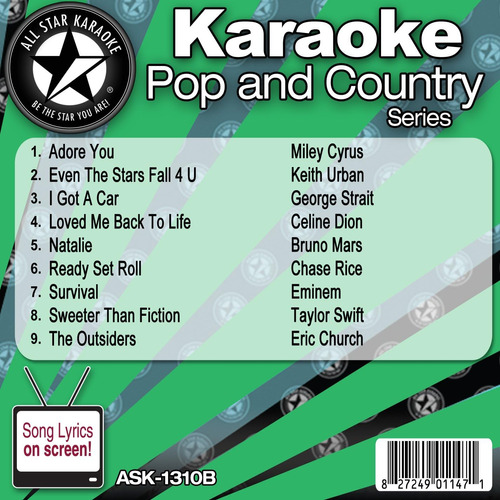 Cd: All Star Karaoke, Éxitos Pop Y Country De Octubre De 201