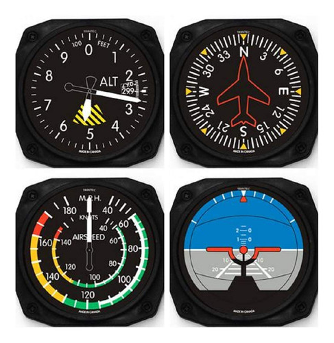 Juego De 4 Posavasos Clasicos Para Instrumentos De Avion