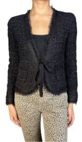 Blazer Zara Tweed Negro Ab24 - Talle 38