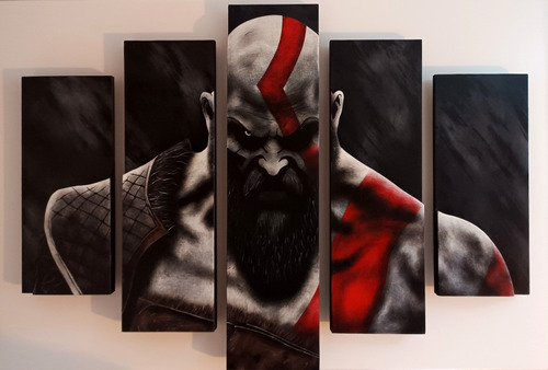 Cuadros Modernos 5 Paneles Juegos God Of War Kratos Y Mas
